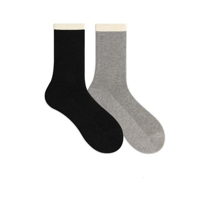 n-Style Minimalist Color-Block Socks – Sweet Campus Look, 2 Pairs