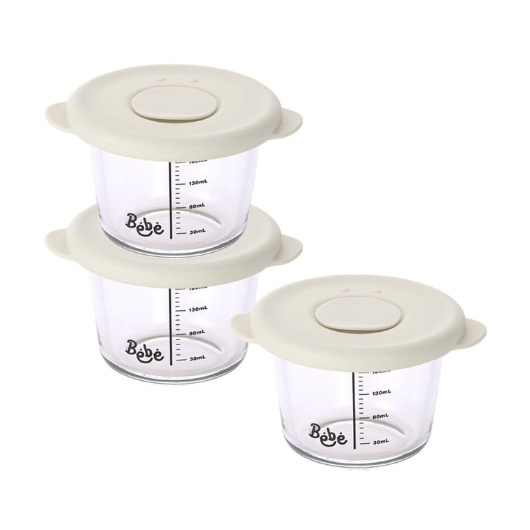 밀폐형 유리 이유식 용기 (BPA-Free, 크림 샌드 색상 3개입) 3