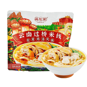 雲南省橋渡り米麺 松茸と鶏肉のスープ風味 10.59オンス【雲南省名物】