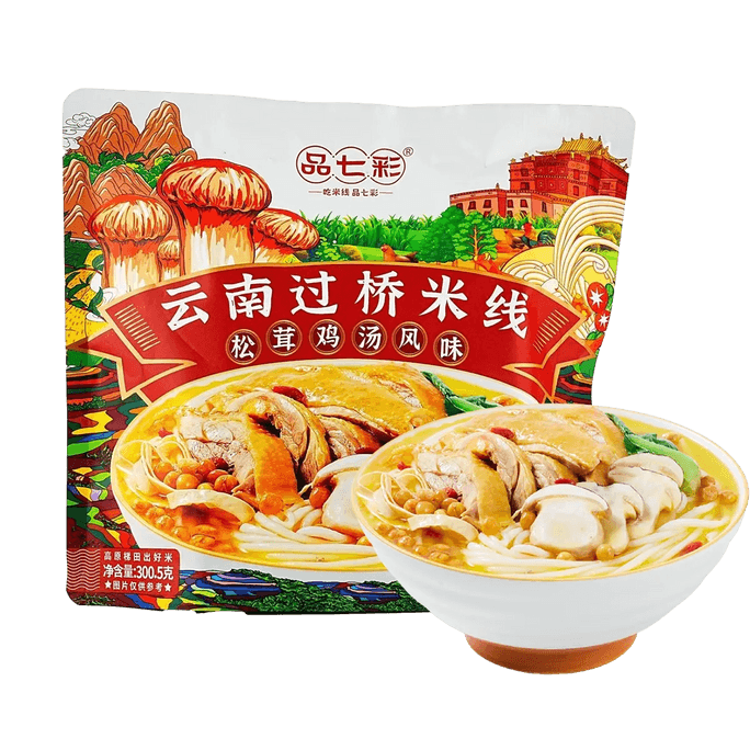 윈난식 다리 건너기 쌀국수, 송이버섯 닭고기탕 맛, 300g [윈난 특산품]