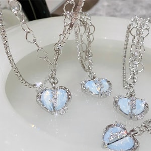 New High-end Light Luxury Niche Heart-shaped Diamond Necklace Love Diamond M