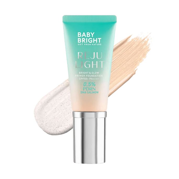 Rejulight Bright & Glow Primer Foundation, 4-in-One, SPF50+ / PA++++, 1.05oz. #21 Light Ivory - Fragile Skin Safe​