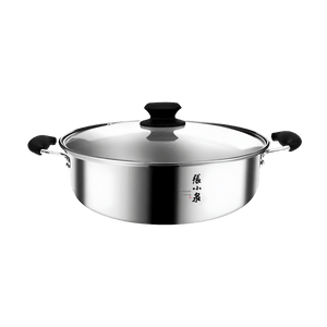 張小泉 不銹鋼鴛鴦火鍋 不鏽鋼涮鍋 附鍋蓋 30cm 電磁爐瓦斯爐通用【火鍋必備】