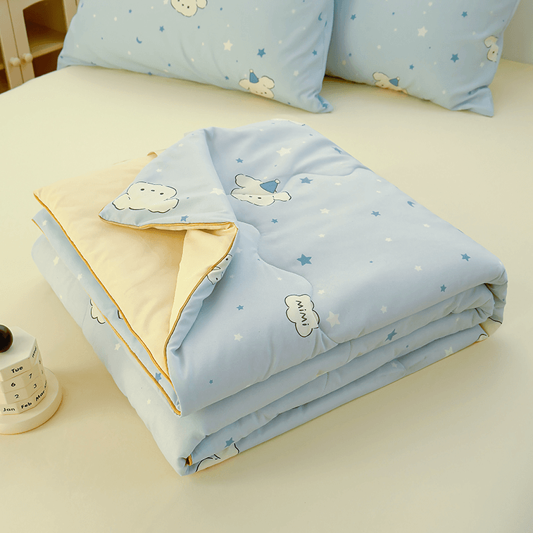 [중국발 다이렉트 메일] Lullabuy 섬세하고 시원한 대두섬유 2겹실 에어컨 퀼트 여름 쿨링 퀼트(퀼트만) 트윈 사이즈 러브베어 4