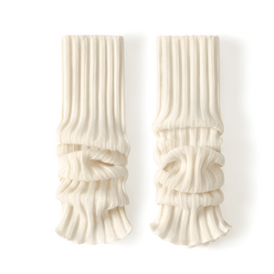 Autumn Winter Women's Sock Covers Knitted Wool Calf Leisurely Slim Pile Socks Beige