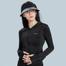 韩国ZAUO 冰感防晒衣 修身版 透气原纱型连帽外套开衫 黑色 M(偏小一码) 【程潇同款】