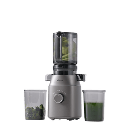 OLAYKS 冷压榨汁机4.3英寸大喂料口适合整颗水果和蔬菜咀嚼式榨汁机附带果汁食谱自动喂料轻松批量榨汁易清洁灰色