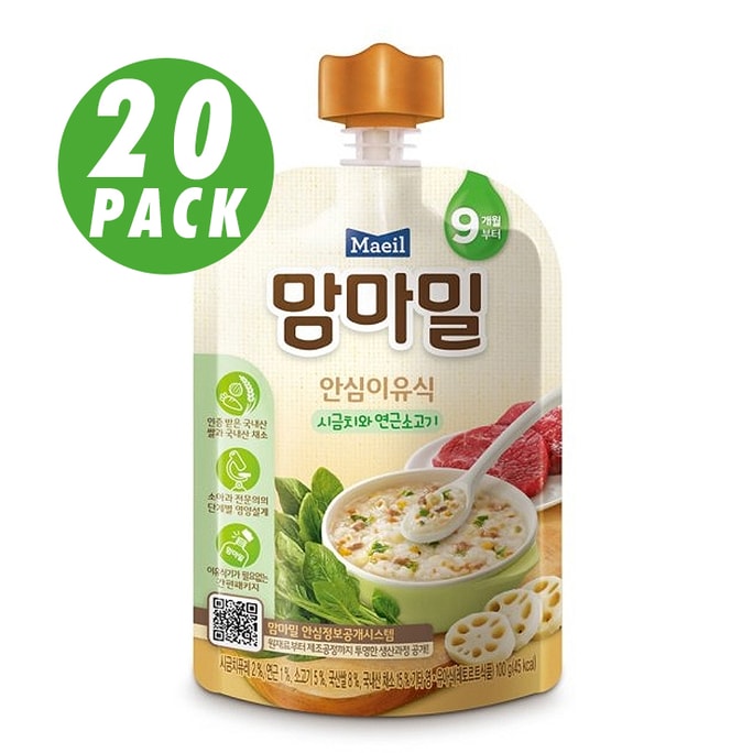 韩国Maeil妈妈餐 20包 婴儿食品 9个月 菠菜和莲藕牛肉 ($3.25/Count)