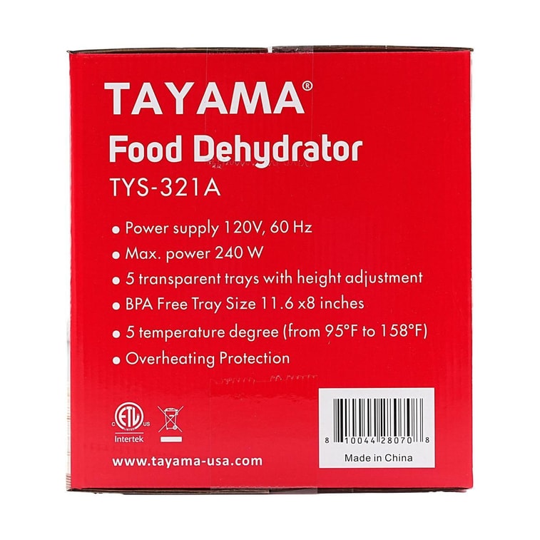 TAYAMA 5-Stackable Clear Trays Food Dehydrator 8