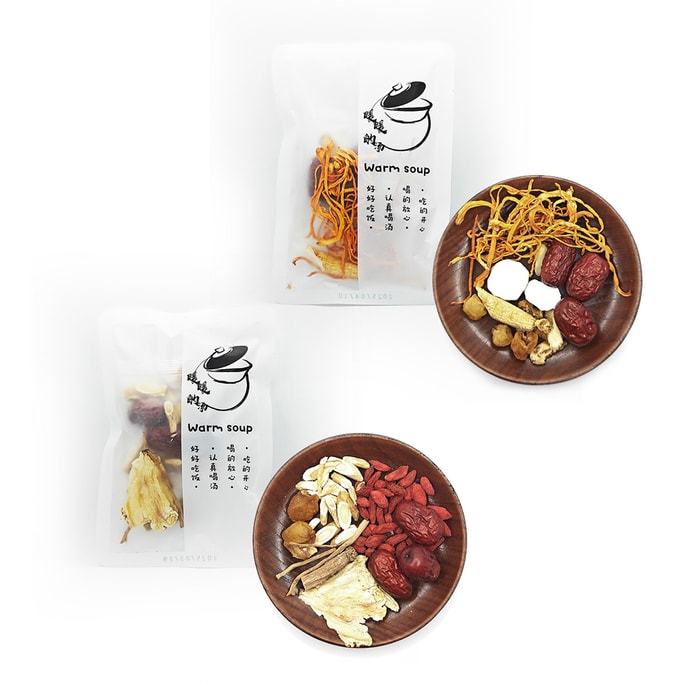  素本草 【氣血雙補】黃耆當歸湯料+人參蛹蟲草湯 養生湯料 2包