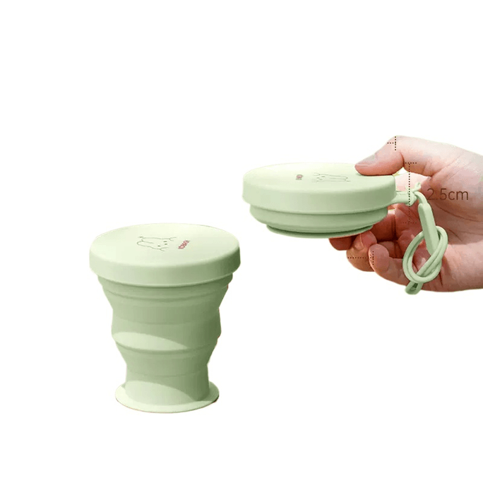 Cambach Folding Water Cup Portable Silicone Cup Light Grass Green 180ml*1 Pack