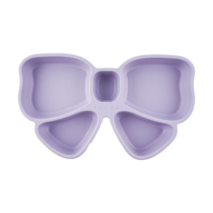 Baby Silicone Plate Feeding Plate Bow  Blossom Purple 6.7 in x 11.4 in x 1.3 in
