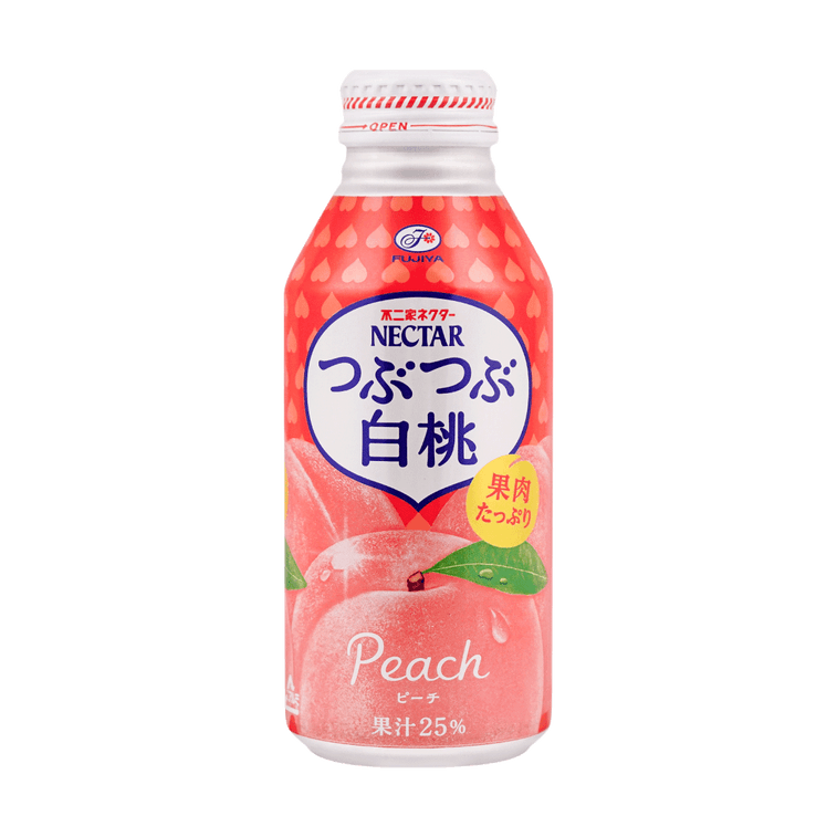 FUJIYA NECTAR Pulpy White Peach Juice Japanese Fruit Drink, 12.84fl
