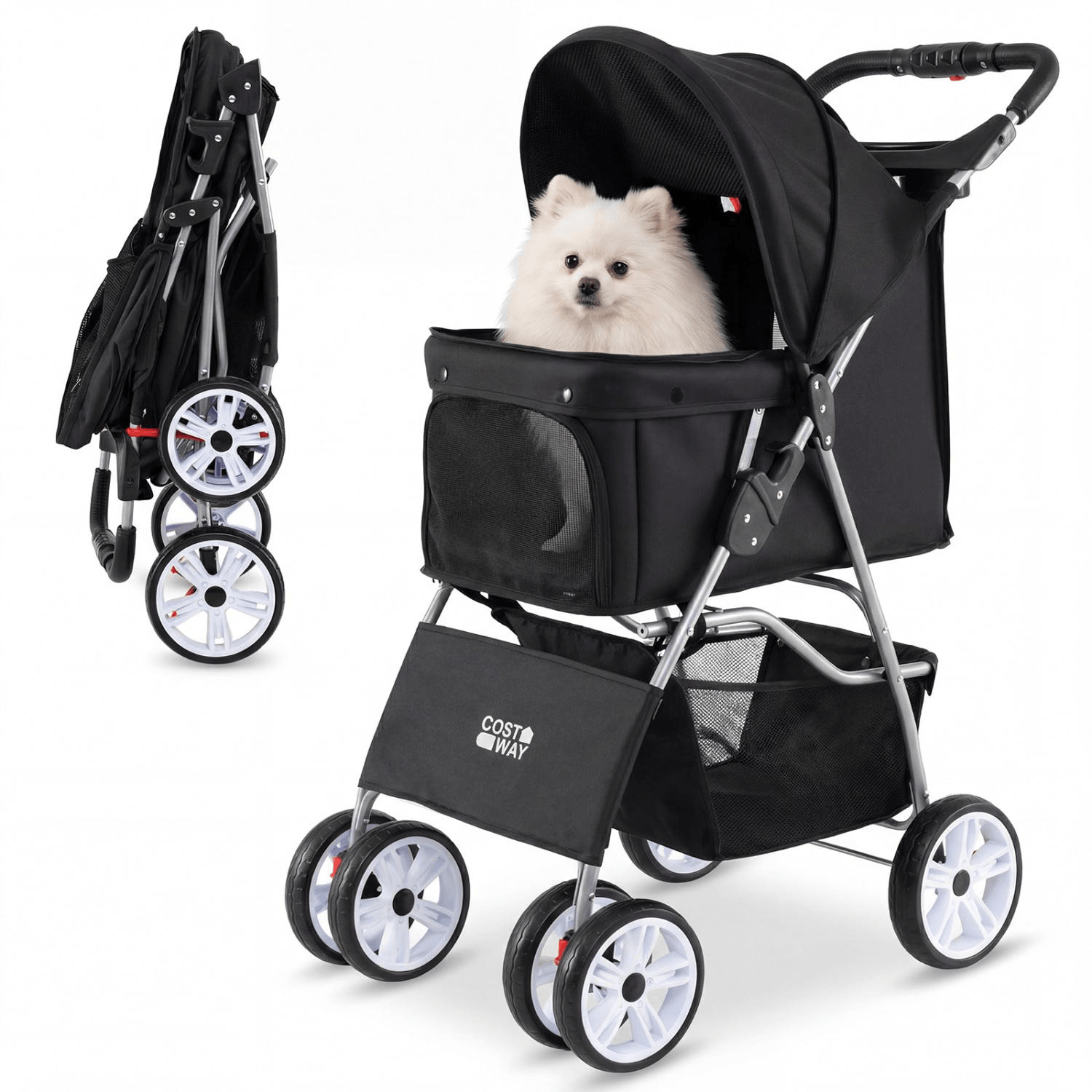 ペットカート ayu-ayu 科市威 33ポンド 4輪ペットカート（小型犬猫用）- ブラック - Yami