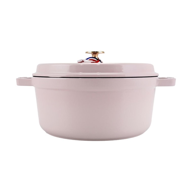 Round Dutch Oven, Enamel - coated Cast - iron with Double Ears, Peony Pink,4QT 5
