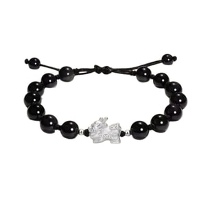 【中国直邮】 中国黄金 黄金 黄金 貔貅银手链女款纯银999手串 足银 多金貔貅1条装 招财迎财发大财 一条装 黑色款