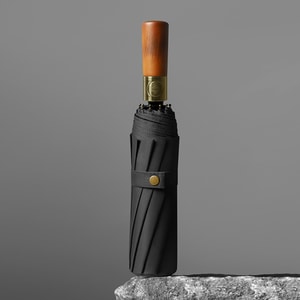 【中國直郵】Anplus 木柄刻字晴雨傘 雅緻黑 1把 英倫復古 全自動 防曬傘