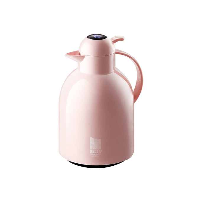 RELEA生物 瑩彩保溫壺保冷壺 智慧數位溫度計熱水壺 大容量暖水瓶 珊瑚粉 2200ml