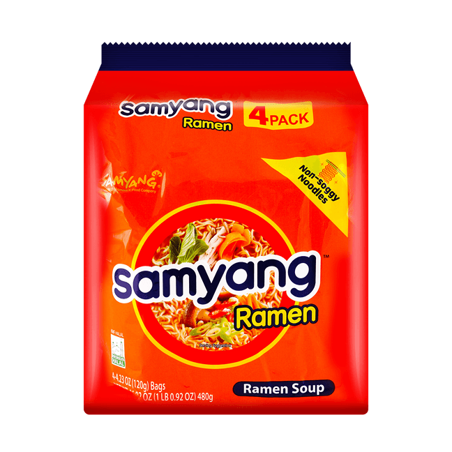 Classic Samyang Ramen - Non Soggy Noodles, Instant Noodles, 4.23oz*4 Packs