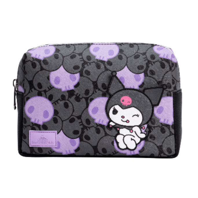 Kuromi Cosmetic Pouch for Women Travel Makeup Bag Organizer with Kuromi Signature Logo