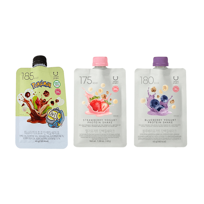 High Protein Meal Shake Dual Protein Low Sugar #Pistachio Chocolate 1.58 oz×1 + #Strawberry Yogurt 1.58 oz×1 + #Blueberry Yogurt 1.58 oz×1【3 Flavors 3 Packs】