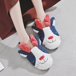 Holiday French Bulldog with Antlers Home Slipper 38-39