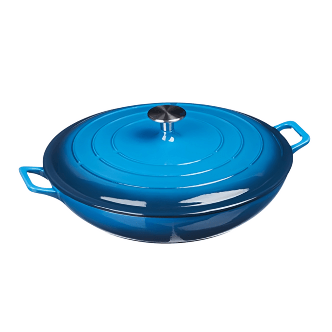 3.5QT Enameled Cast Iron Casserole Braiser - Blue - Kitchen Essentials - Perfect for Bread Baking, Braising, Marinating & Slow Cooking - Features Moisture-Sealing Lid & Dual Handles