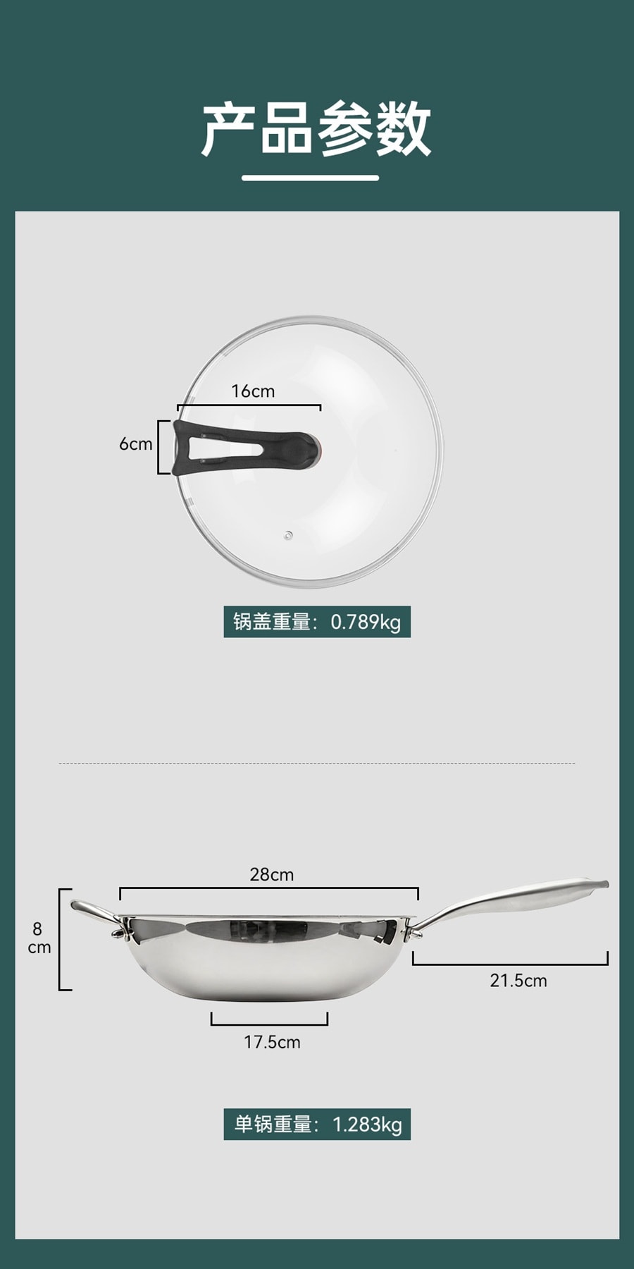 WANGYUANJI [Bonne casserole, pas délicate ⭐ Qualité équivalente, prix inférieur] Sous-marque JISHENG Wok en acier inoxydable de 28 cm, antiadhésif physique, acier inoxydable 304, texture nid d'abeille, couvercle autoportant, wok universel pour plusieurs cuisinières