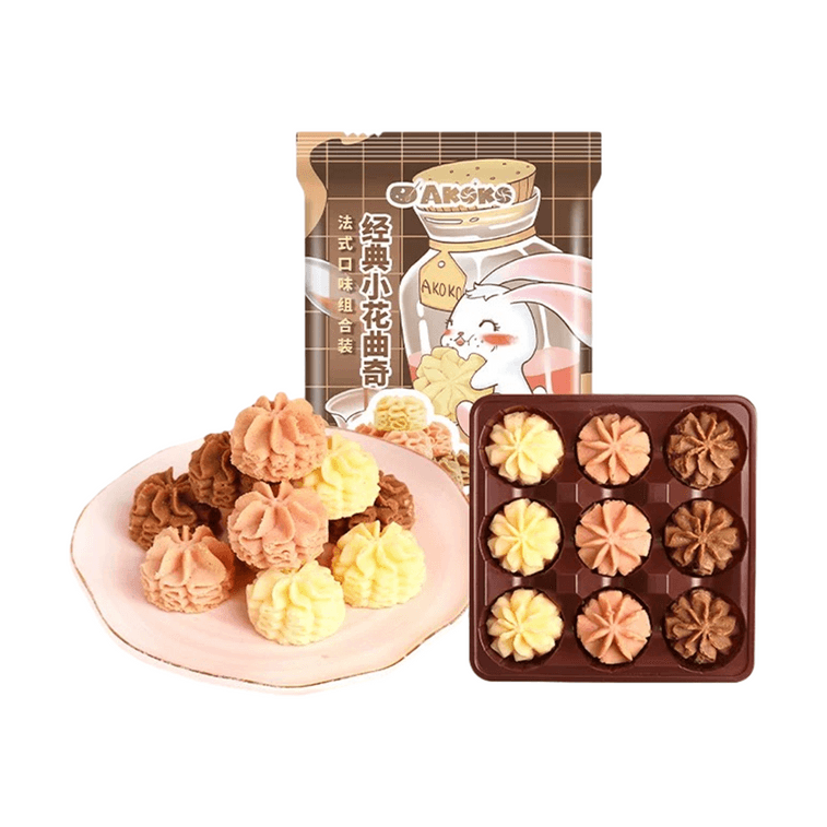 AKOKO 经典小花曲奇 草莓慕斯味+ 盐趣焦糖味味  +浓情可可味 便携装 68g【酥软绵密 网红零食】【新鲜短保0添加】 3