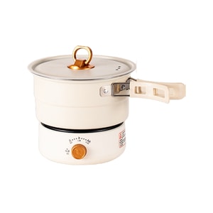 【中国直送】HSPM ポータブル折りたたみ式電気調理器 ノンスティックフライパン/蒸し鍋 304ステンレススチール ホワイト/ベージュ US規格 (1個)