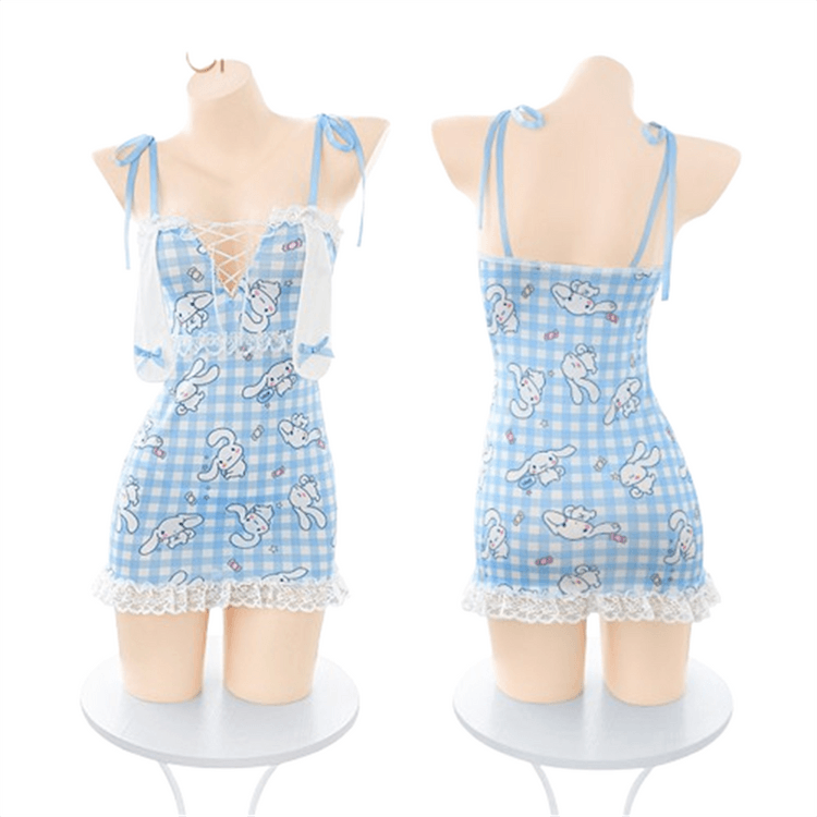 Sexy Lingerie Cinnamon Dog Plaid Print Cleavage Nightdress Sexy And Cute  Cheongsam Two-dimensional Uniform - Yami.com