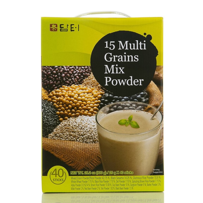 Damtuh Traditional Korean Tea Misugaru 15 Multi Grains Mixed Powder Drink Snack Meal Replacement -  20g x 40 Sticks