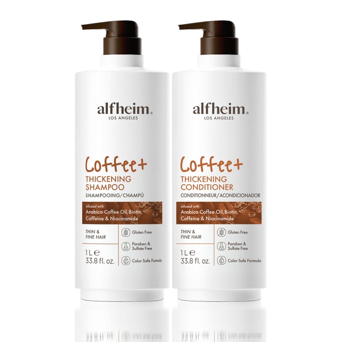 Caffeine Infused Shampoo and Conditioner Set  Caffeine Keratin & Niacinamide  Fortifies Fragile Hair 33.8 Oz Each