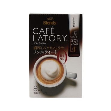 [日本直邮]  AGF  Blendy Cafe Latory 无糖香浓速溶拿铁 8袋