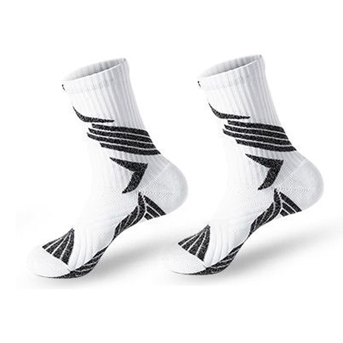 【中國直郵】 361度 【男士運動襪】靜謐之黑1雙 黑 中筒透氣減震跑步籃球襪防滑襪子