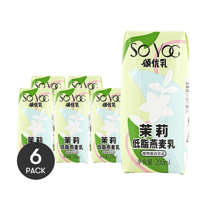 颂优乳 低脂燕麦乳 茉莉味 200ml*6【6盒装】【0蔗糖】【乳糖不耐友好】