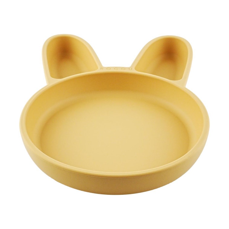 아기 실리콘 접시 먹이 접시, 토끼 꿀황색 12.0인치 x 7.9인치 x 1.3인치 3