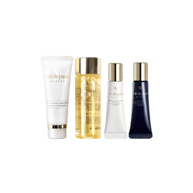 [홍콩 직배송] 일본 CPB 클레 드 포 보떼 스킨 트리트먼트 세트 [4종 디럭스 선물 세트] | 보습, 탄력, 고급 영양 공급 및 브라이트닝 | 클렌저 20ml + 에센스 토너 30ml + 데이 & 나이트 에멀전 각 12ml