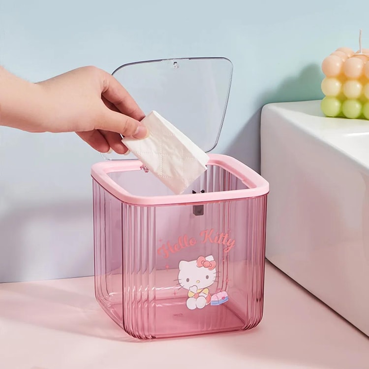 蘭世　姫　Hello Kitty 収納ボックス2点 LANGXI Sanrio Hello Kitty Pop-Up Lid Desktop Storage Box, Pink