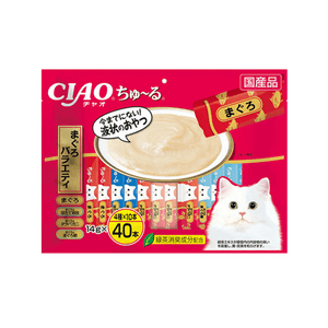 [일본 직배송] CIAO 무스 타입 고양이 간식, 참치 혼합맛, 14g x 40개입