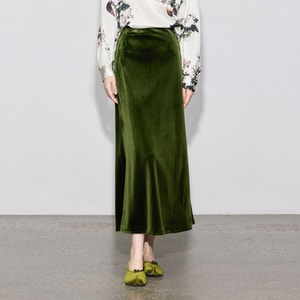 【中国直送】HSPM 新作 中国風 ハイウエスト ボディコン ロングスカート レディース 冬 グリーン XL