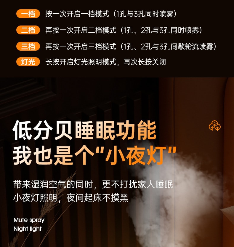 加湿器USB充电卧室夜灯加湿器家用办公室香薰雾化器 1 把