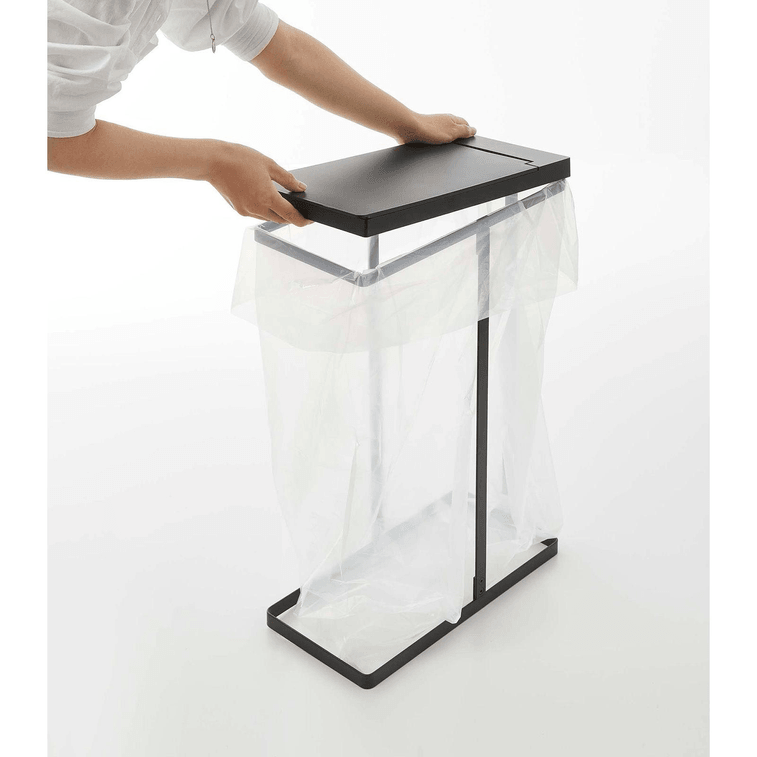 Japanese Yamazaki Home 附蓋垃圾袋架 - 鋼黑 1件 7