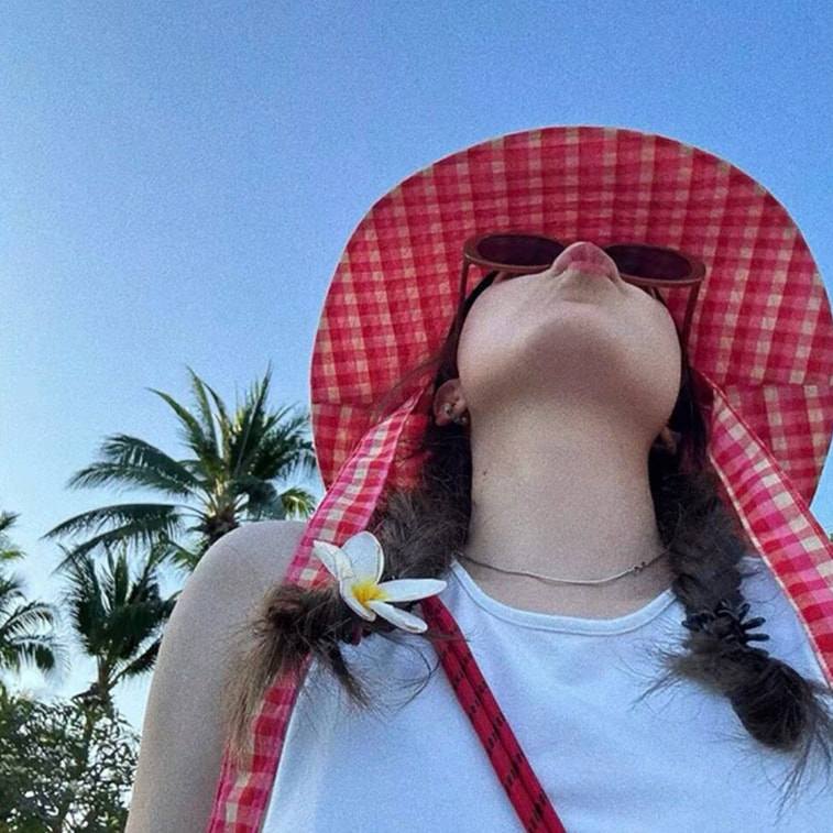 Ins Blogger Same Style Plaid Wide Brim Tie Sunscreen Hat Women Summer Vintage Retro Fisherman Hat Sun Hat Fashion Green And Pink Plaid Size F 1 Piece 4