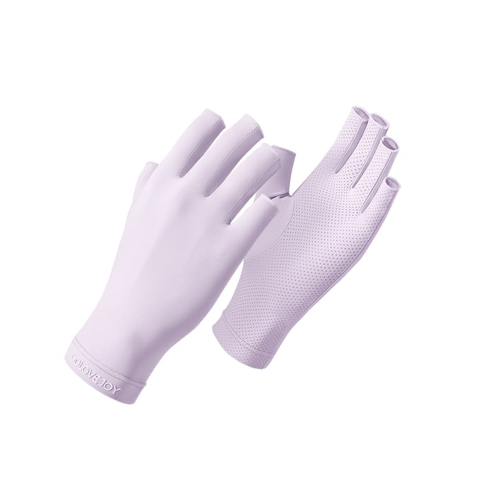 Sunscreen Gloves Hyaluronic Acid Skin Breathable Driving UV Protection Ice Silk Gloves Cherry Blossom Purple