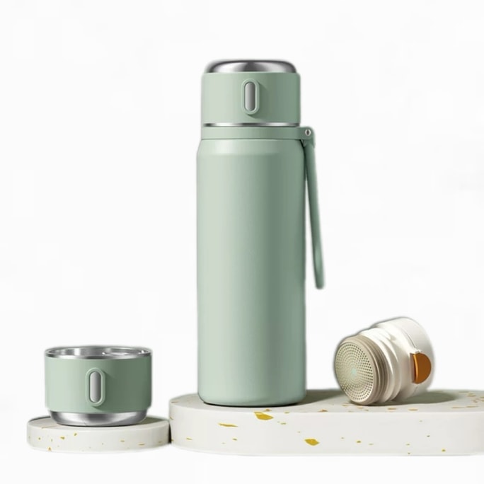 Insulated Cup 450ml Green Stainless Steel Bottle With Leakproof Lid