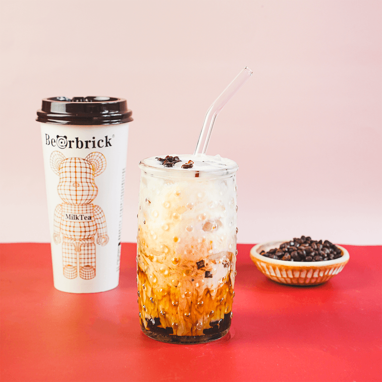 积木熊Bearbrick联名 白色恋人厚乳茶 即饮红豆奶茶饮料 白色恋人饼干味 123g 3