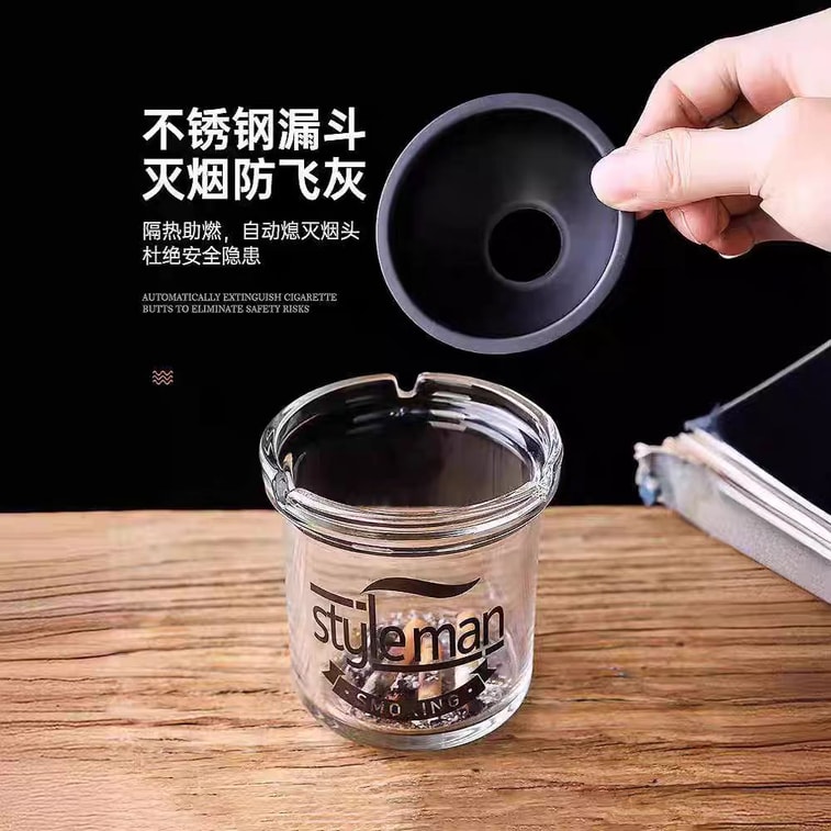 Trendy Glass Ashtray for Office - Prevents Ash Scatter, Instagrammable Design (1 PC) 3