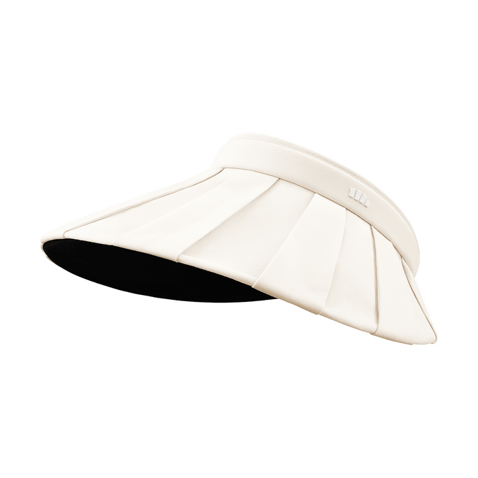 Women's Pleated Shell Black Rubber Sun Protection Hat Sun Protection UV Protection Ivory Rice 55-58cm
