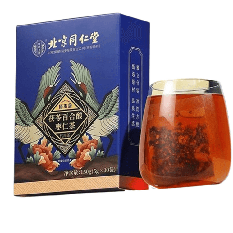 中国直邮】 北京同仁堂 茯苓・百合・酸棗仁茶 睡眠補助湯神膏 本格茶